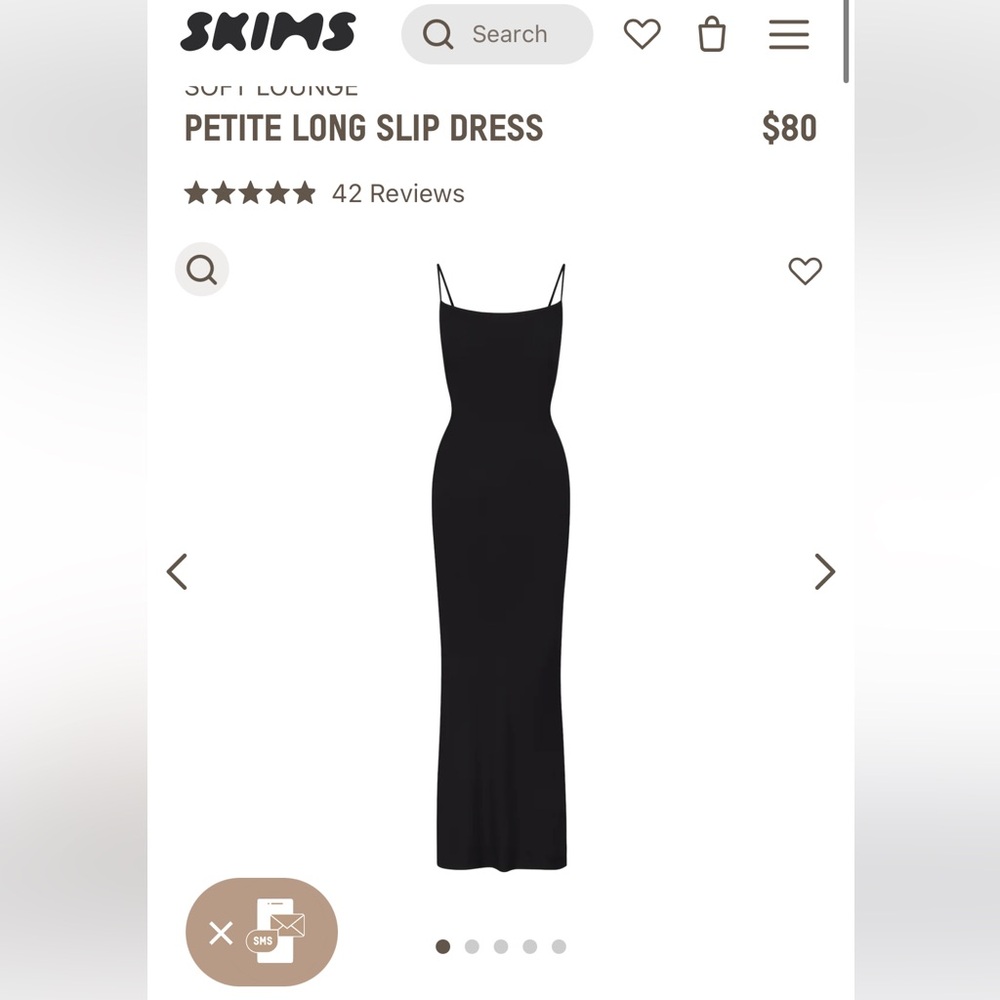 Skims black petite long slip dress